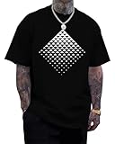 Mens Graphic T-Shirts Triangle Geometric Gradient Art Short Sleeve Summer Top Crewneck Casual Tees for Men Black