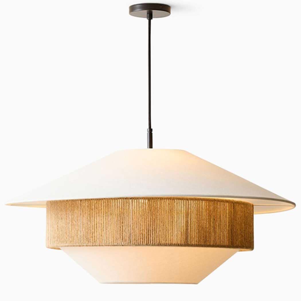 Lustre abat-jour XLFCHGB en tissu blanc avec sa suspension créative en corde