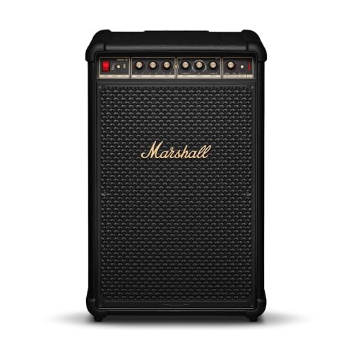 Marshall Bromley 750 Portable Wireless Party Speaker - Loud Stereo Sound with Bass and Treble Controls | Bluetooth, 3.5 mm Aux, RCA, Microphone, Instrument Inputs | LED Lights - Black and Brass