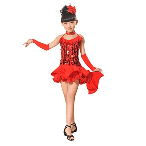 Kehen Girls Flapper Dress 1920s Gatsby Tassel Sway Cocktail Fringe Dress Red 12-13T