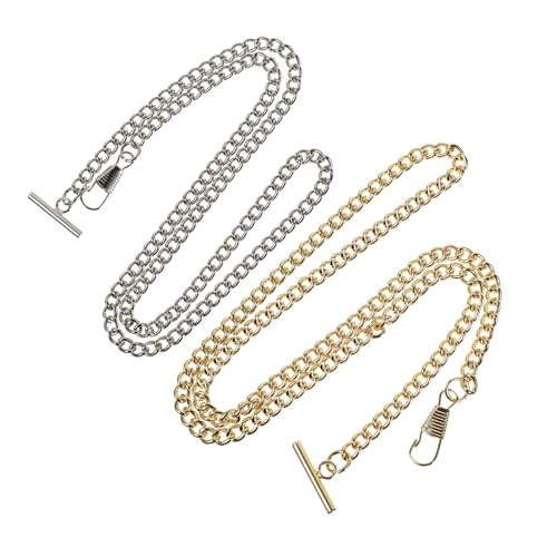 CTIRCHIU 2個 字バー懐中時計チェーン ヴィンテージデザイン 牛仔風ジーンズ用 アイアンメタル製 耐久性あり 実用的 ファッションアクセサリ