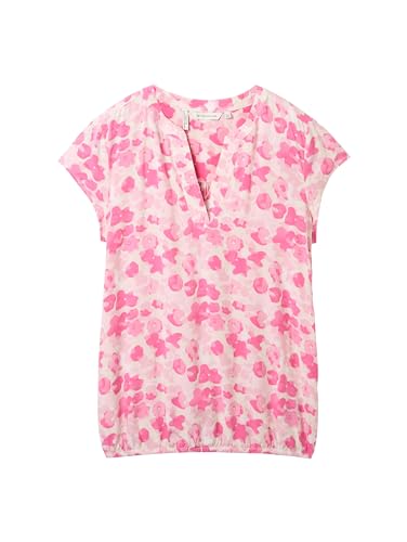 TOM TAILOR Damen Kurzarm-Bluse mit Muster , pink small floral design, 32 – Ansicht 4