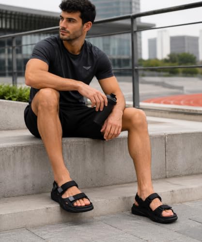 Image of KOBURG Alaska Sports Sandals for Men | Thick Sole Lightweight Casual Floaters | Non-Slip Outdoor Walking Sandals with Double Straps Extra Soft Slide | EVA Sole KS-284