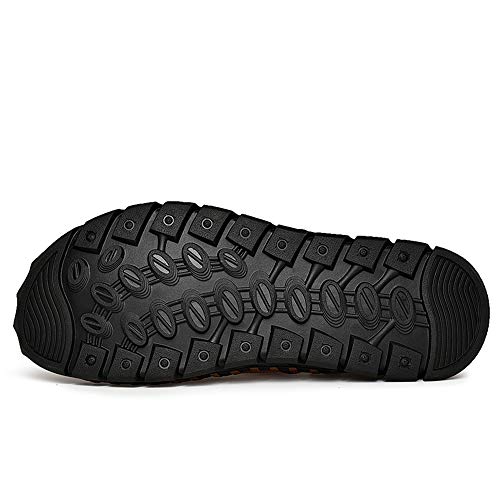 Image of JAMONWU Men's Casual Closed Toe Adjustable Leather Sandals Handmade Fisherman Beach Sandals