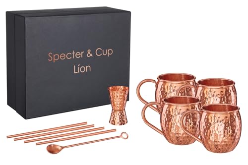 Exclusiv Specter LION 4ER SET copper mug 10 pieces bar set pure copper, noble premium box handmade