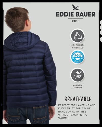 Image of Eddie Bauer Kids' Reversible Jacket - Weather Resistant Quilted Down Coat for Boys and Girls (3-20)