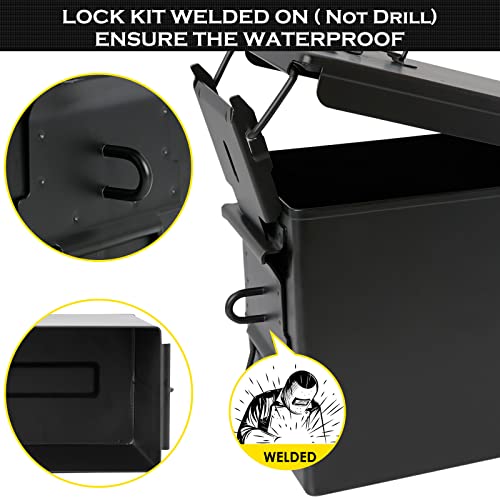 Aolamegs 50 Cal Ammo Can – Locking Hardware Kit and Stainless Steel Padlock，Ammo Box Military & Army M2A1
