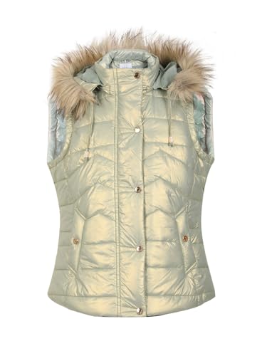 Image of CHKOKKO Girl's Polyester Winter Wear Sleeveless Zipper Hooded Standard Length Puffer Jacket