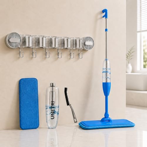Image of Spray Mop for Floor Cleaning with 360 Degree Rotating Head, One Cleaning Broom Brush | Wet & Dry Mop for Home, Kitchen, Wooden & Marble Floors (Combo (Mop+ Broom Holder)
