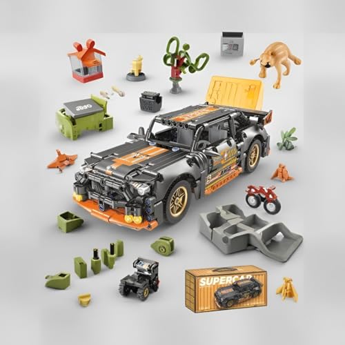 Image of Supercar Building Blocks Set, Pull Back Racing Car Construction Toy, DIY Sports Car Model Kit, STEM Learning Gift for Kids Boys Girls