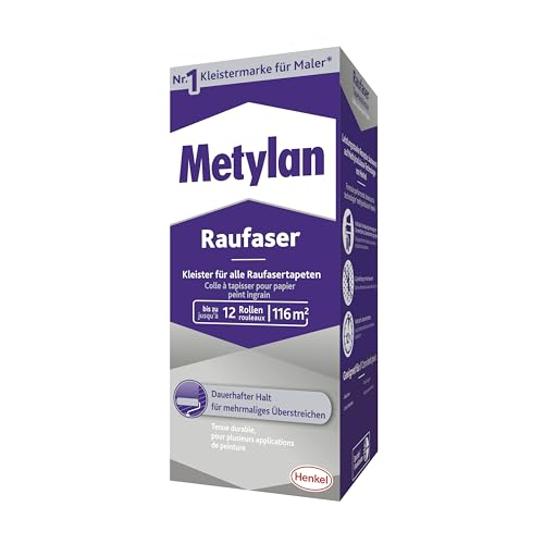 Metylan Raufaser, starker Tapetenkleister für Raufasertapete mit hoher Anfangsklebkraft, langlebiger & korrigierbarer Kleister mit Methylcellulose, 1x720g