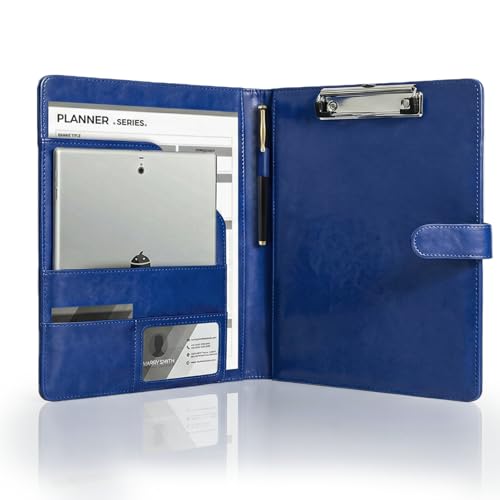 FeinKulturia Carpeta portapapeles A4 de piel sintética, magnética, plegable, con tapa, portalápices y compartimentos para documentos, carpeta de trabajo y bloc de notas para conferencias y