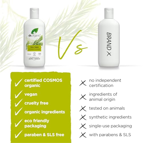 Dr Organic Tea Tree Conditioner, Purifying, Oily Roots & Scalps, Mens, Womens, Natural, Vegan, Cruelty-Free, Paraben & SLS-Free, Certified Organic, 265ml, Packaging may vary - Image 5
