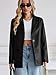 KateModa Women's Faux Leather Blazer Oversized Bomber Winter Coat Motocycle Button Down Fall Jackets with Pockets Black Large