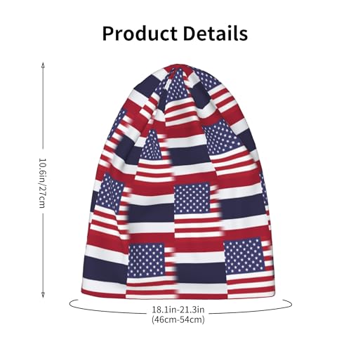 American Flag and Thai Flag Kids Leisure Elastic Knitted Hat Junior Large Size Knit Cap Child Beanie Black2