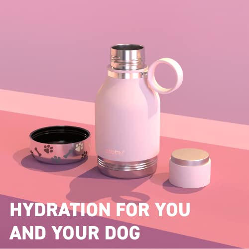 Asobu Dog Bowl Attached to Stainless Steel Insulated Travel Bottle for Human 37oz11 Liter with Detachable Dog Bowl pink  Cucciolini Doodles Asobu dog bowl attached to stainless steel insulated travel bottle for human 37oz1 1 liter with detachable dog bowl pink   cucciolini doodles