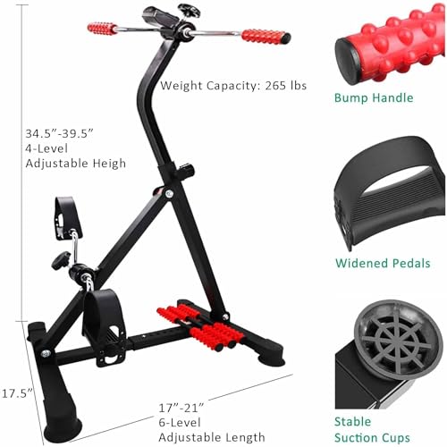Image of Pedal Exerciser Bike Hand Arm Leg and Knee Peddler Adjustable Fitness Equipment for Seniors, Elderly Home Dual Pedal Exercise Bike for Total Body - Great Gift for Elderly Rehab