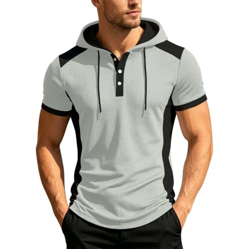 Sudadera sin mangas hombre con capucha camiseta de punto azul talla L