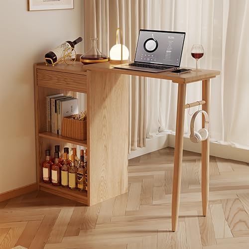 Genérico Mesa de Bar Moderna de Estilo rústico, Madera Maciza de 127 cm de Altura, Consola compacta, Mesa de Bar Estrecha para cocinas pequeñas y cafeterías, Elegante mobiliario rústico.