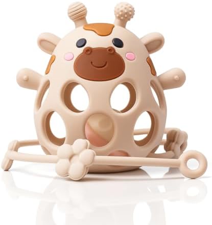 Sensory Baby Teether with Rattle and Chain, Teething Teether +3 M...