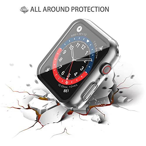 Image of Misxi 2 Pack Hard PC Case with Tempered Glass Screen Protector Compatible with Apple Watch Series 9 (2023) Series 8 Series 7 41mm, Ultra-Thin Scratch Resistant Cover for iWatch, Transparent