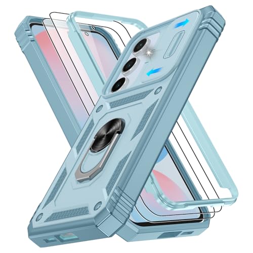 Coque Samsung S24 FE verte avec 2 verres trempés et anneau