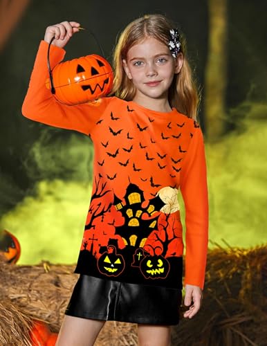 Arshiner Girls Halloween Shirts Cotton Tops for Girl Long Sleeves Classic Style Blouse Tops Tee Blouse3