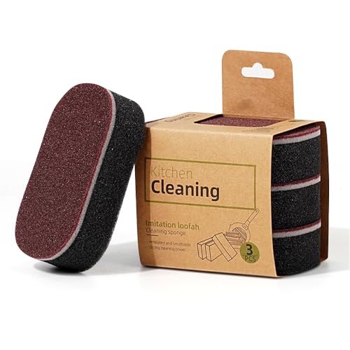 Image of Cleaning Sponges Eraser - Emery Scrub Sponge for Pots & Pans, Heavy Duty Rust & Stain Remover, High-Density Oil-Absorbing Sponge for Kitchen, Dish, Sink & Cookware Cleaning