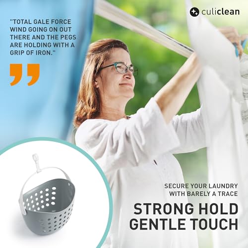 culiclean Peg Basket for Washing Line with Hanger – Clothes Pegs Holder for Outdoor Indoor Use – Peg Basket Without Pegs for Laundry Drying – 1 Basket – classic blue-white - Image 3