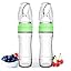 2PCS: Green - Silicone Squeezable Bottle Feeder - Brush Included
