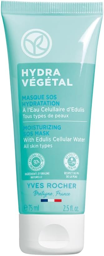 Yves Rocher HYDRA VEGETAL – Mascarilla SOS Hidratación Intensa – Mascarilla de Crema Fundente con Planta Edulis – Todo Tipo de Piele – Aporta Frescura, Confort y Luminosidad – 75ml