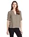 BCBGMAXAZRIA Women's Liberty Top with Placket and Rolled Sleeves