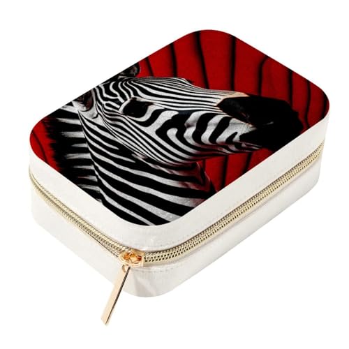 Caja de joyería elegante de cebra para el tocador y maleta de viaje 2
