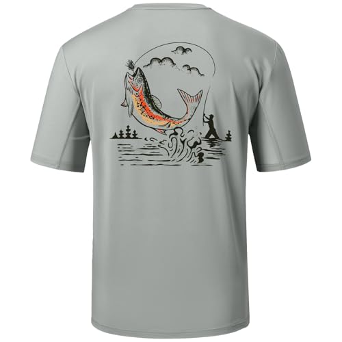 BASSDASH Men’s UPF 50+ Fishing Graphic T-Shirts Pocket Short Sleeve Shirt Quick Dry UV Sun Protection Casual Outdoor FS46M2