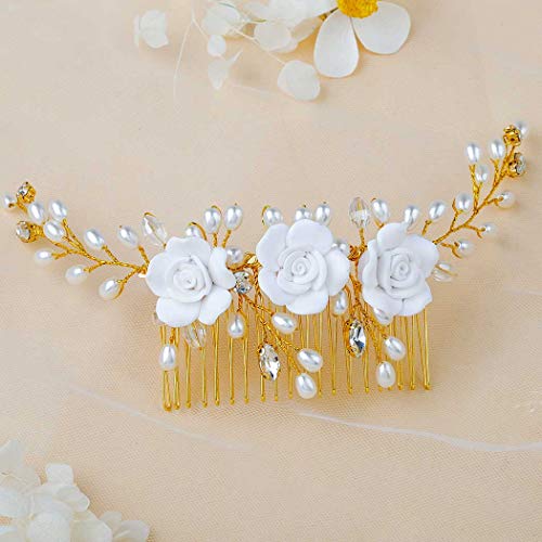Vakkery - Peineta para el pelo de boda, diseño de flores, para...