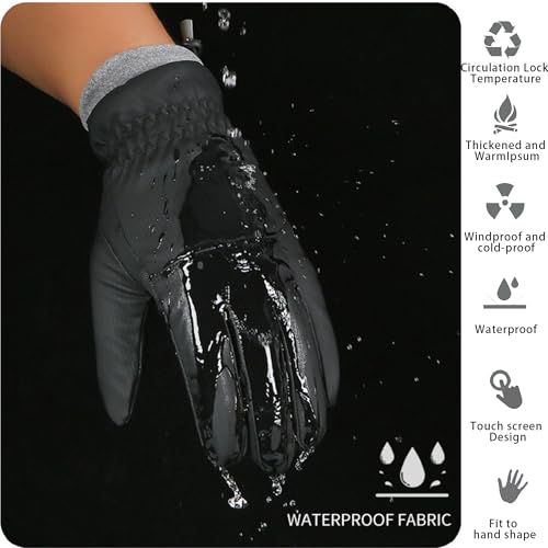 IZUS Men Water-Repellent Cold-Weather-Gloves Touchscreen Windproof-Ski-Gloves Thermal-Fleece Cycling-Gloves Winter Outdoor Sport - Image 6