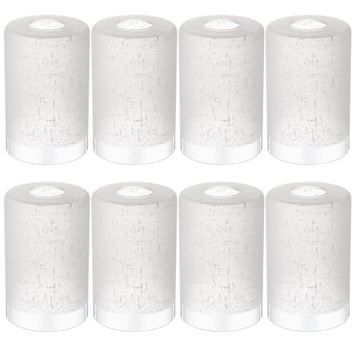 Image of Teenyyou 8 Pcs White Linen Frosted Glass Shade Replacements for Pendant Light Fixtures Glass Lamp Shade Cover, 1-5 /8 Inch Fitter E26 Base, 4 inchw x 6 inchh, Replacement Lamp Globe for Chandelier Wall Sconce