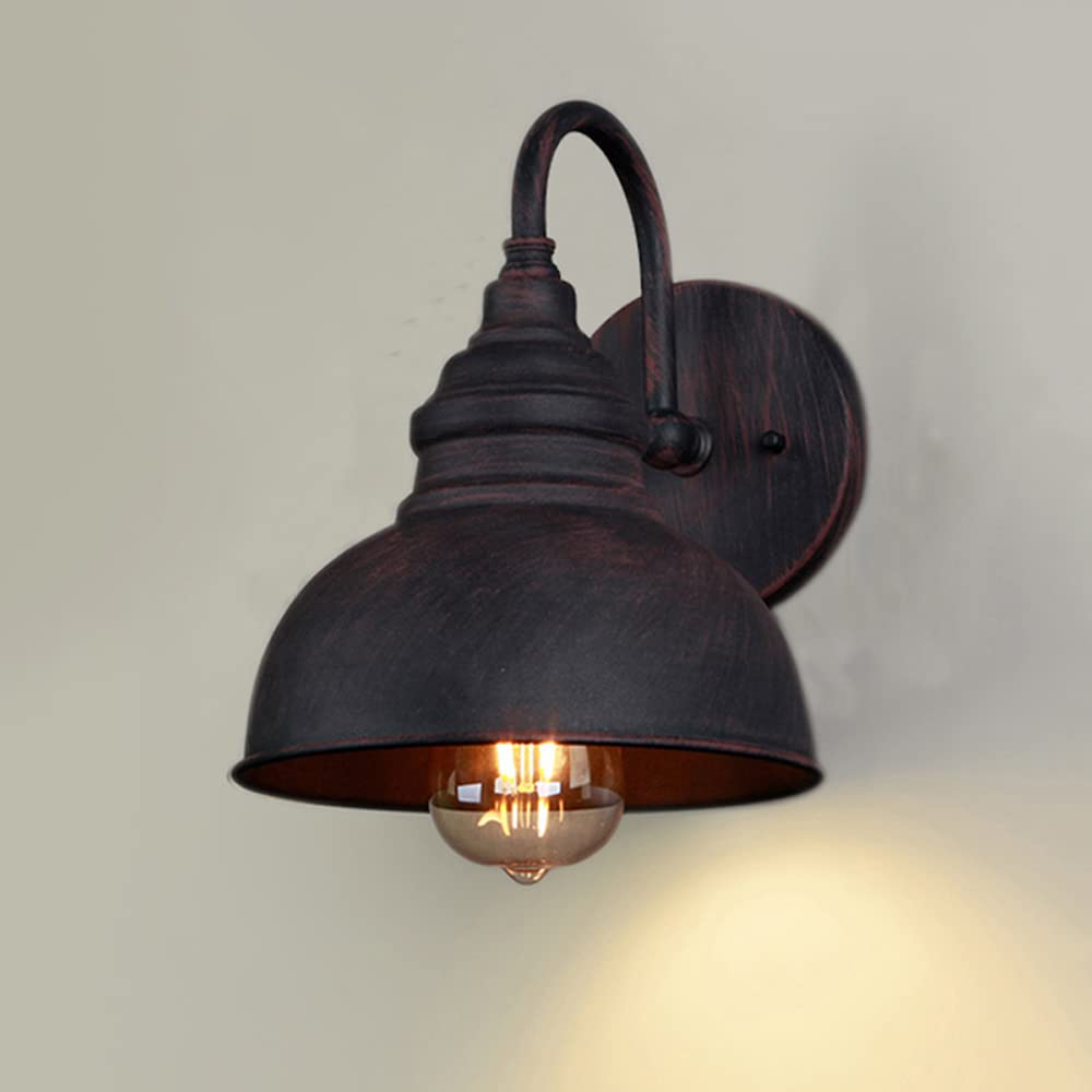 1-Light Retro Outdoor Wall Sconce Lantern Dusk To Dawn Wall Lamp Ip65 Waterproof Exterior Light Fixtures Wall Mount in Black Finish Balcony Aisle Garden Villa Exterior Wall Light/Red Bronze
