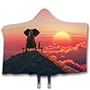 Chickw11 Coperta con Cappuccio 3D Elefante Animale Africano Stampa, Morbido Inverno Calda Indossabile Coperta per Adulto Bambino Relax sul Divano TV, in Casa (130x150cm,Elefante Boemo