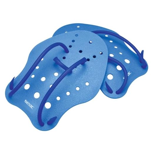 SEAC Hand Paddle Paleta para el Entrenamiento de natación en la Piscina y en el mar, Azul, L