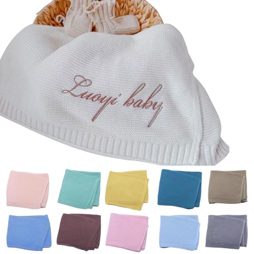 オリジナル名入れベビーブランケット(ピンクボーダー&音符)