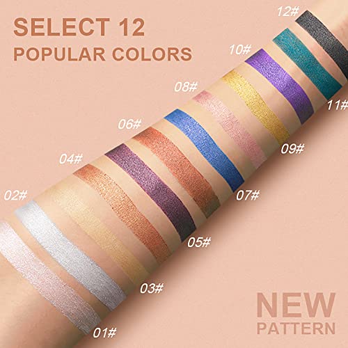 Petansy Cream Eyeshadow Stick Eye Set, 12Pcs Colored Glitter Eyeshadow Stick Eyeliner Pencil, Long Lasting Waterproof Pearlescent Eyeshadow Eye Makeup Gift For Women #TOP2
