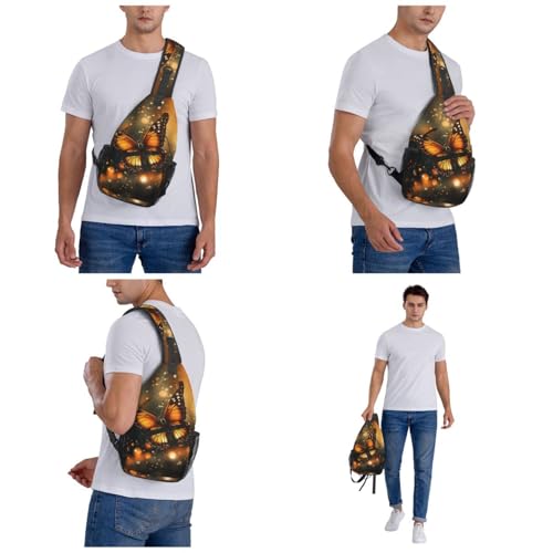 Mochila tipo sling negra con diseño mariposa miniatura 6