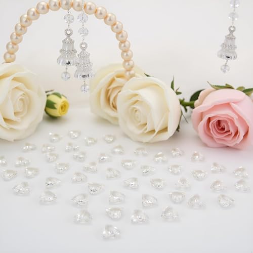 YIEUR 600 Stück weiß Herzen Diamant Konfetti Deko, 12mm glitzer Dekosteine herzen Acryl, Streudeko Kristalle Konfetti Diamanten Plastik Hochzeit Tischdekoration Geschenk Taufe von Partyloon(weiß-12)