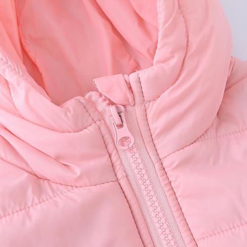 Solid Color Hooded Puffer Jacket for Toddler Girls Long Sleeve Zip Up Padded Down Coat Baby Boys Winter Warm Outerwear4