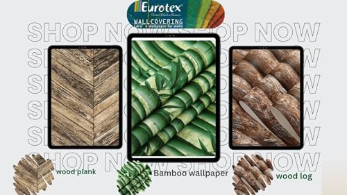 Image of Eurotex Non Adhesive Wallpaper Roll Vintage Herringbone Wood Plank Design for Covering Living Room, Bedroom Walls (PVC, Size- 57sqft, Wooden Plank)