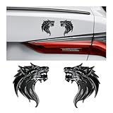 SHMZK 2 PCS 3D Wolf Head Metal Emblem, Car Side Fender Rear Wolf Head Emblem Badge Self Adhesive Stickers, Pair Metal Badge Decal for Car Motorcycles Truck SUV, Black