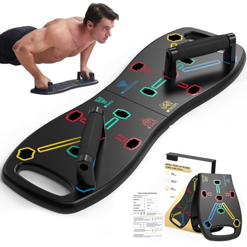 HOTWAVE Push Up Board, Portable Pushup Board for Men, Foldable Push Up Bar 20 in 1 at Home Gym...