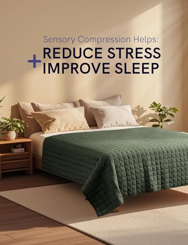 YnM 12lbs Weighted Blanket for Adults, Cotton Heavy Bed Throw Blanket with Cooling Glass Beads for All Season Use, Ideal for ~110lbs (48x72 Inches, Twin/Full, Army Green)
