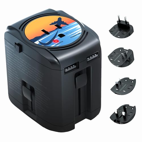 FUNPRO Travel Voltage Converter, 2000W Step Down 220v to 110v Power Converter for Hair Dryer, Power Converter for Hair Dryer/straighteners, 2 USB Ports & 4 Adapter Plugs for EU Over 210 Countries